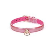 Liebe Seele - Lustre Rose - Lederen Collar met Leash - Parelmoer Roze met Gouden Hardware