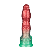 LoveToy - Dual Density Siliconen - Opblaasbare Dildo - Rood/Groen - 25 cm