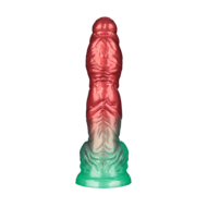 LoveToy - Dual Density Siliconen - Opblaasbare Dildo - Rood/Groen - 25 cm