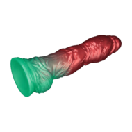 LoveToy - Dual Density Siliconen - Opblaasbare Dildo - Rood/Groen - 25 cm