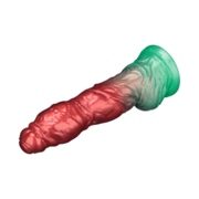 LoveToy - Dual Density Siliconen - Opblaasbare Dildo - Rood/Groen - 25 cm