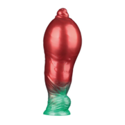 LoveToy - Dual Density Siliconen - Opblaasbare Dildo - Rood/Groen - 25 cm