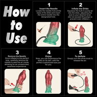 LoveToy - Dual Density Siliconen - Opblaasbare Dildo - Rood/Groen - 25 cm