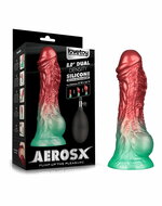 LoveToy - Dual Density Siliconen - Opblaasbare Dildo - Rood/Groen - 21 cm