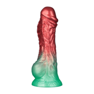 LoveToy - Dual Density Siliconen - Opblaasbare Dildo - Rood/Groen - 21 cm