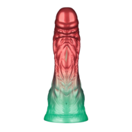 LoveToy - Dual Density Siliconen - Opblaasbare Dildo - Rood/Groen - 21 cm