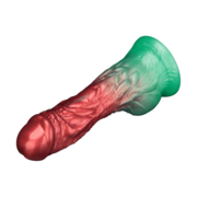 LoveToy - Dual Density Siliconen - Opblaasbare Dildo - Rood/Groen - 21 cm