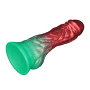 LoveToy - Dual Density Siliconen - Opblaasbare Dildo - Rood/Groen - 21 cm