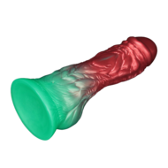 LoveToy - Dual Density Siliconen - Opblaasbare Dildo - Rood/Groen - 21 cm