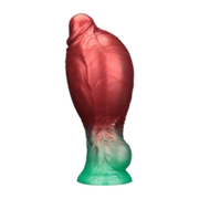 LoveToy - Dual Density Siliconen - Opblaasbare Dildo - Rood/Groen - 21 cm