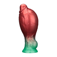 LoveToy - Dual Density Siliconen - Opblaasbare Dildo - Rood/Groen - 21 cm