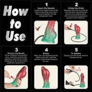 LoveToy - Dual Density Siliconen - Opblaasbare Dildo - Rood/Groen - 21 cm