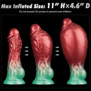 LoveToy - Dual Density Siliconen - Opblaasbare Dildo - Rood/Groen - 21 cm