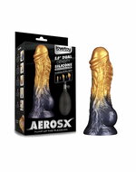 LoveToy - Dual Density Siliconen - Opblaasbare Dildo - Goud/Zwart - 21 cm