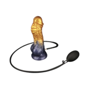 LoveToy - Dual Density Siliconen - Opblaasbare Dildo - Goud/Zwart - 21 cm