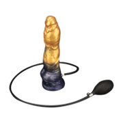 LoveToy - Dual Density Siliconen - Opblaasbare Dildo - Goud/Zwart - 25 cm