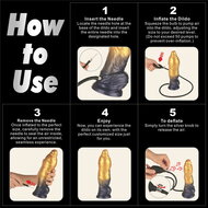 LoveToy - Dual Density Siliconen - Opblaasbare Dildo - Goud/Zwart - 25 cm