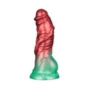 LoveToy - Dual Density Siliconen - Opblaasbare Dildo - Rood/Groen - 19 cm