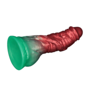 LoveToy - Dual Density Siliconen - Opblaasbare Dildo - Rood/Groen - 19 cm