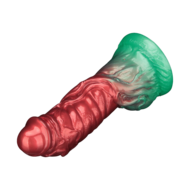 LoveToy - Dual Density Siliconen - Opblaasbare Dildo - Rood/Groen - 19 cm
