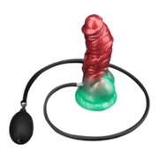 LoveToy - Dual Density Siliconen - Opblaasbare Dildo - Rood/Groen - 19 cm