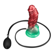 LoveToy - Dual Density Siliconen - Opblaasbare Dildo - Rood/Groen - 19 cm