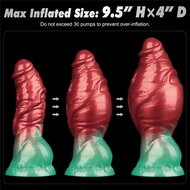 LoveToy - Dual Density Siliconen - Opblaasbare Dildo - Rood/Groen - 19 cm