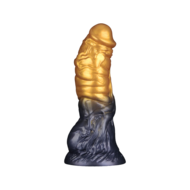 LoveToy - Dual Density Siliconen - Opblaasbare Dildo - Goud/Zwart - 19 cm