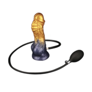 LoveToy - Dual Density Siliconen - Opblaasbare Dildo - Goud/Zwart - 19 cm
