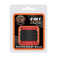 Kiotos - 2 in 1 Siliconen Cockring & Ball Stretcher - Zwart/Rood