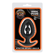 Kiotos - Siliconen Anaal Plug - Expander met Kraal - Zwart - Maat L