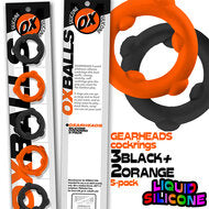Oxballs - Gearheads - Spinner Cockringen Set - 5 stuks - Oranje/Zwart