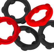 Oxballs - Gearheads - Spinner Cockringen Set - 5 stuks - Rood/Zwart