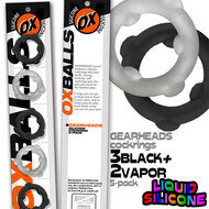 Oxballs - Gearheads - Spinner Cockringen Set - 5 stuks - Transparant/Zwart