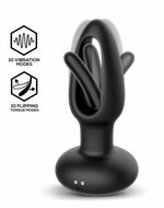 IY Sasha - Vibrerende Buttplug met Bewegend Tongetje en Afstandsbediening - Zwart