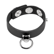 Rimba - Leren Cockring met Metalen O-Ring - Zwart & Zilver