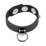 Rimba - Leren Cockring met Metalen O-Ring - Zwart & Zilver