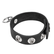 Rimba - Leren Cockring met Metalen O-Ring - Zwart & Zilver