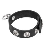 Rimba - Leren Cockring met Metalen O-Ring - Zwart & Zilver