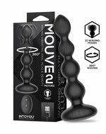 IY Mouve - Roterende en Vibrerende Geribbelde Buttplug met Afstandsbediening - 2 motoren - Zwart