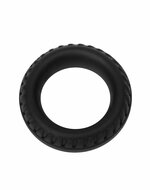Rimba Bondage Play - Siliconen Cockring met Bandenmotief - Zwart - Diameter 35 mm