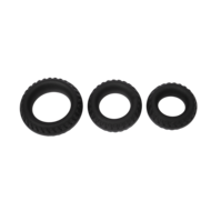 Rimba Bondage Play - Siliconen Cockring met Bandenmotief - Zwart - Diameter 35 mm