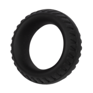Rimba Bondage Play - Siliconen Cockring met Bandenmotief - Zwart - Diameter 30 mm
