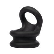 Rimba Bondage Play - Siliconen Cockring & Ballstretcher 2 in 1 - Zwart - Maat M