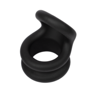 Rimba Bondage Play - Siliconen Cockring & Ballstretcher 2 in 1 - Zwart - Maat M