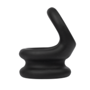 Rimba Bondage Play - Siliconen Cockring & Ballstretcher 2 in 1 - Zwart - Maat M