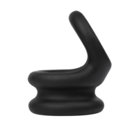 Rimba Bondage Play - Siliconen Cockring & Ballstretcher 2 in 1 - Zwart - Maat M
