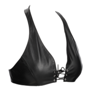 Rimba - Lederen Bustier met Vetersluiting - Zwart - Maat L