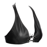Rimba - Lederen Bustier met Vetersluiting - Zwart - Maat L