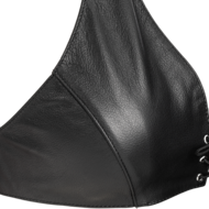 Rimba - Lederen Bustier met Vetersluiting - Zwart - Maat L